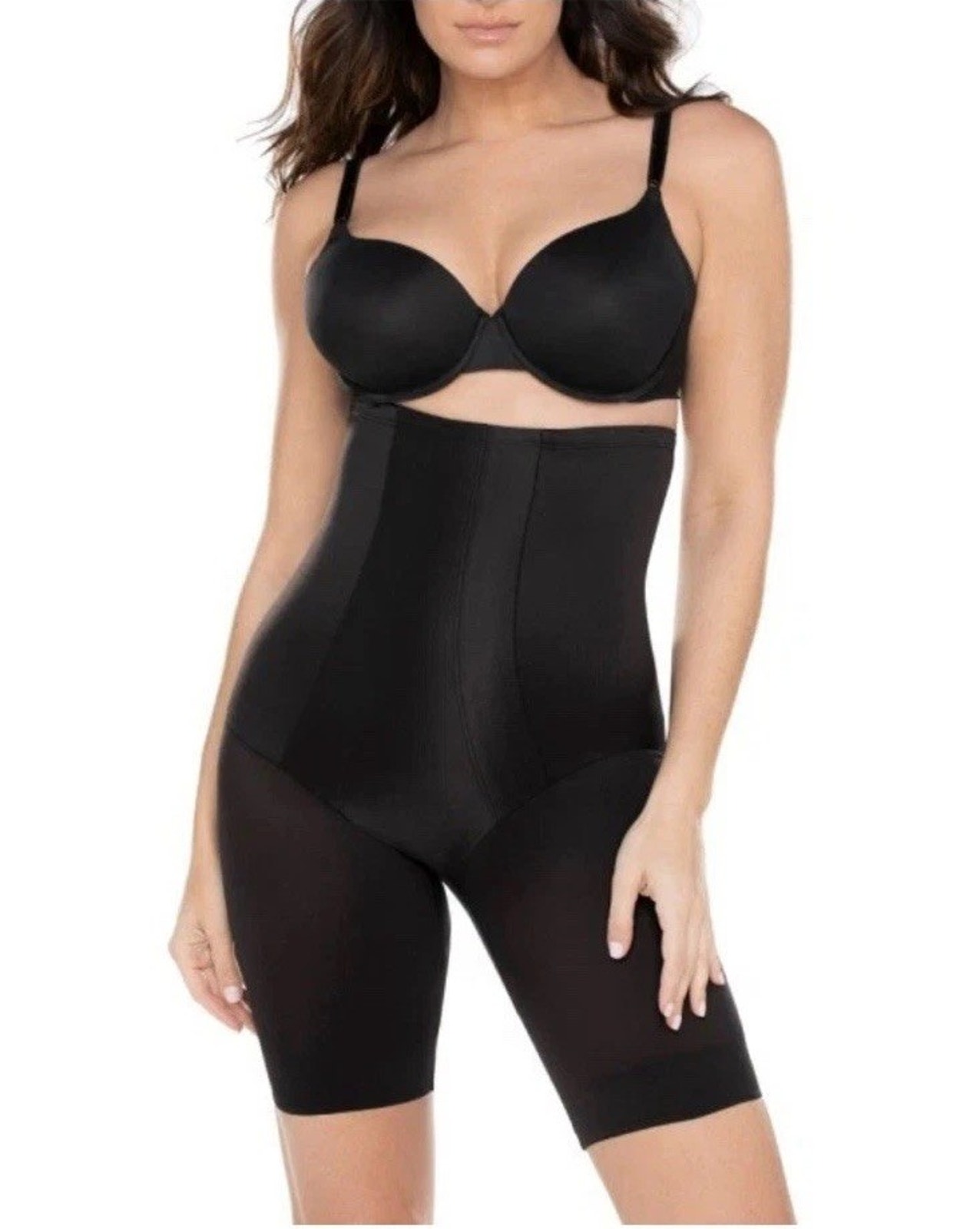 Nwt Miraclesuit Shape With An Edge High-Waist Thigh Slimmer Black Size M